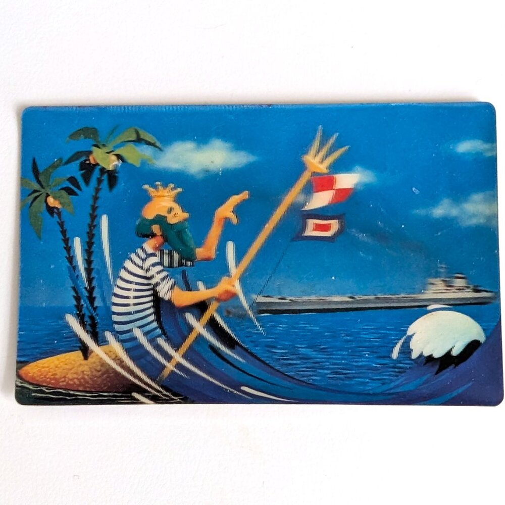 Russian Soviet USSR 3D Stereo Lenticular Pocket Calendar Morflot Sea Scene 1974